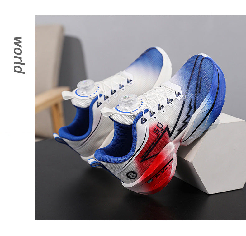 2025Summer New Boys' Shoes for Older Children Lightweight Shock-Absorbing Sports Shoes Mesh Breathable Professional Racing Running Shoes