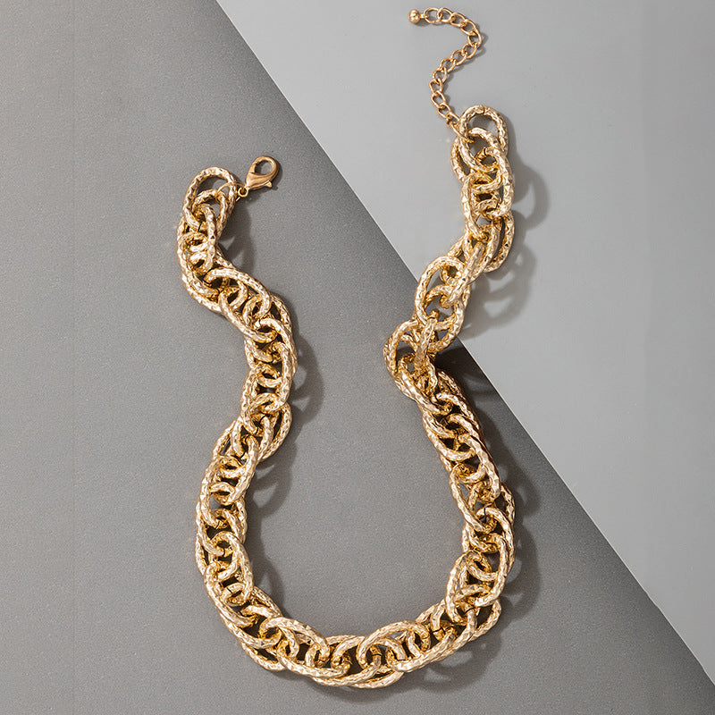 European and American Ornament Fashion Hip-Hop Short Thick Chain Geometric Necklace Metal Exaggerated Necklace