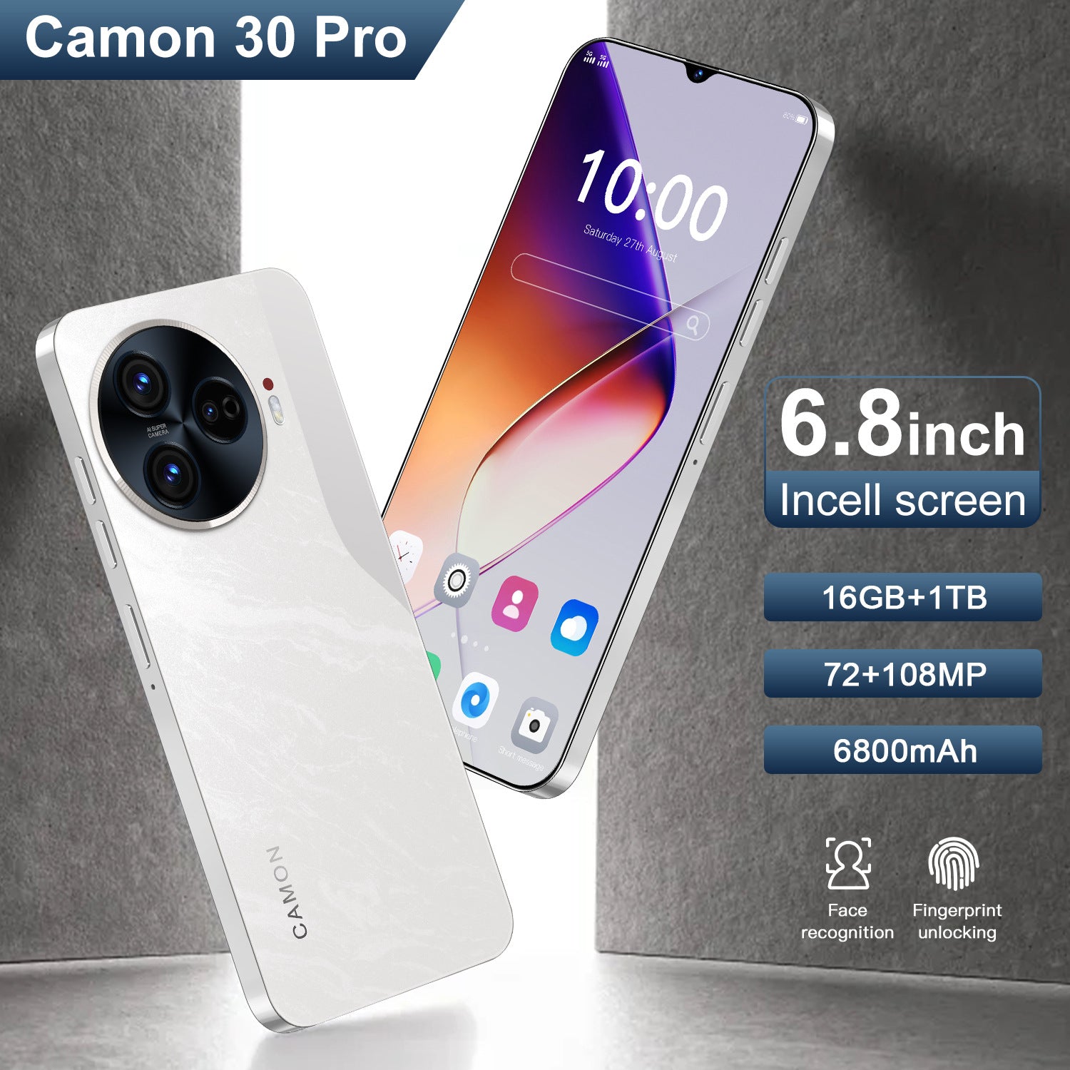 New C30 Pro Mobile Phone16+1T Android Smart Large Screen Mobile Phone Factory AliExpress Hot Sale