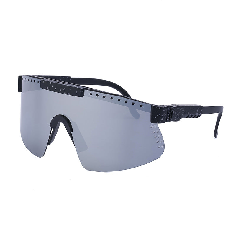 European and American Colorful Sunglasses Outdoor Cycling Windproof Sunglasses Men and Women One-piece Lens Sports Anti-ultraviolet Glasses