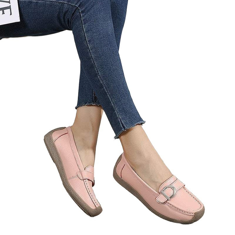 Genuine Leather Cowhide Sole Deep Mouth Women's Shoes Soft Sole Mom Shoes Nurse Shoes Flat Loafers Women's Non-Slip Maternity Flats