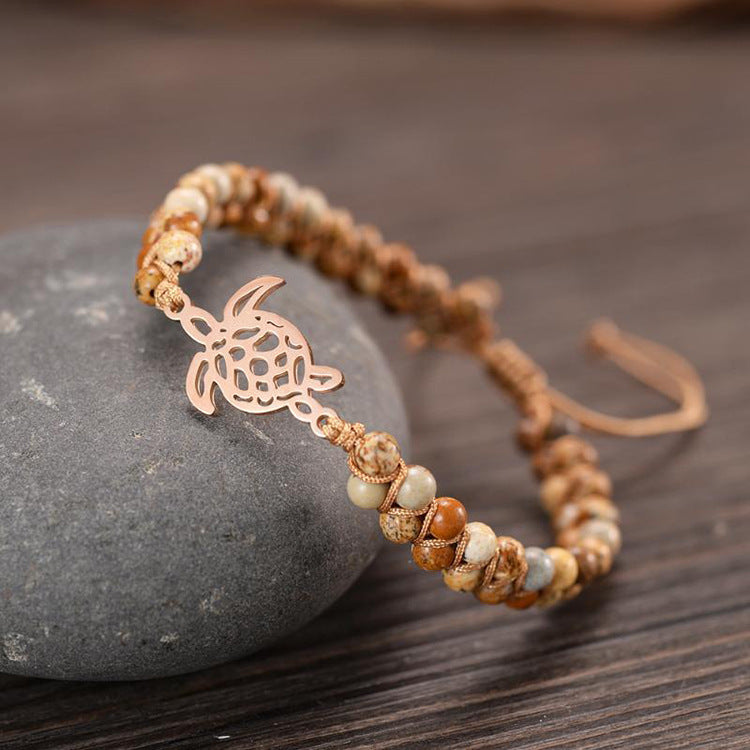 Tiger Eye Stone Double Row Bracelet Natural Stone Beaded Lucky Tree Pendant Bracelet Woven Double Layer Beaded Crystal Bracelet