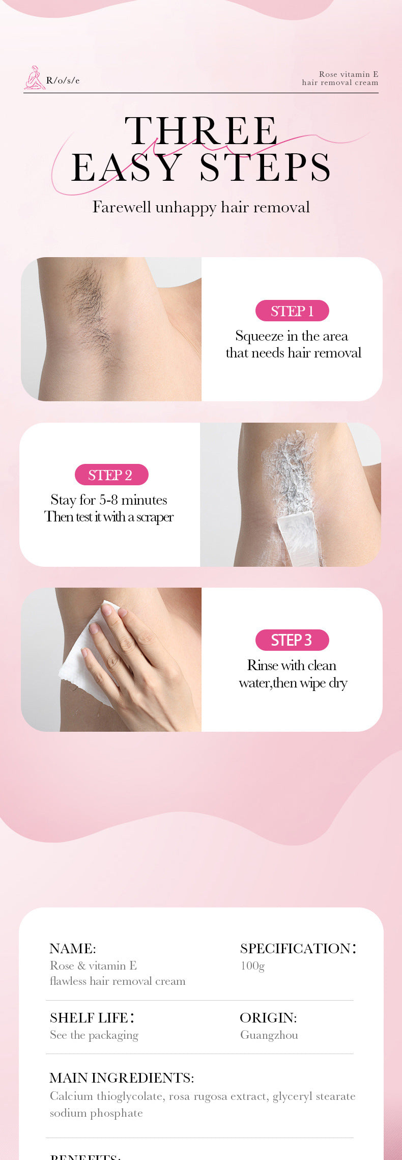 Plant VE Depilatory cream100g SADOER Smooth and Gentle Underarm Hair Removal Cream Cross-Border Wholesale