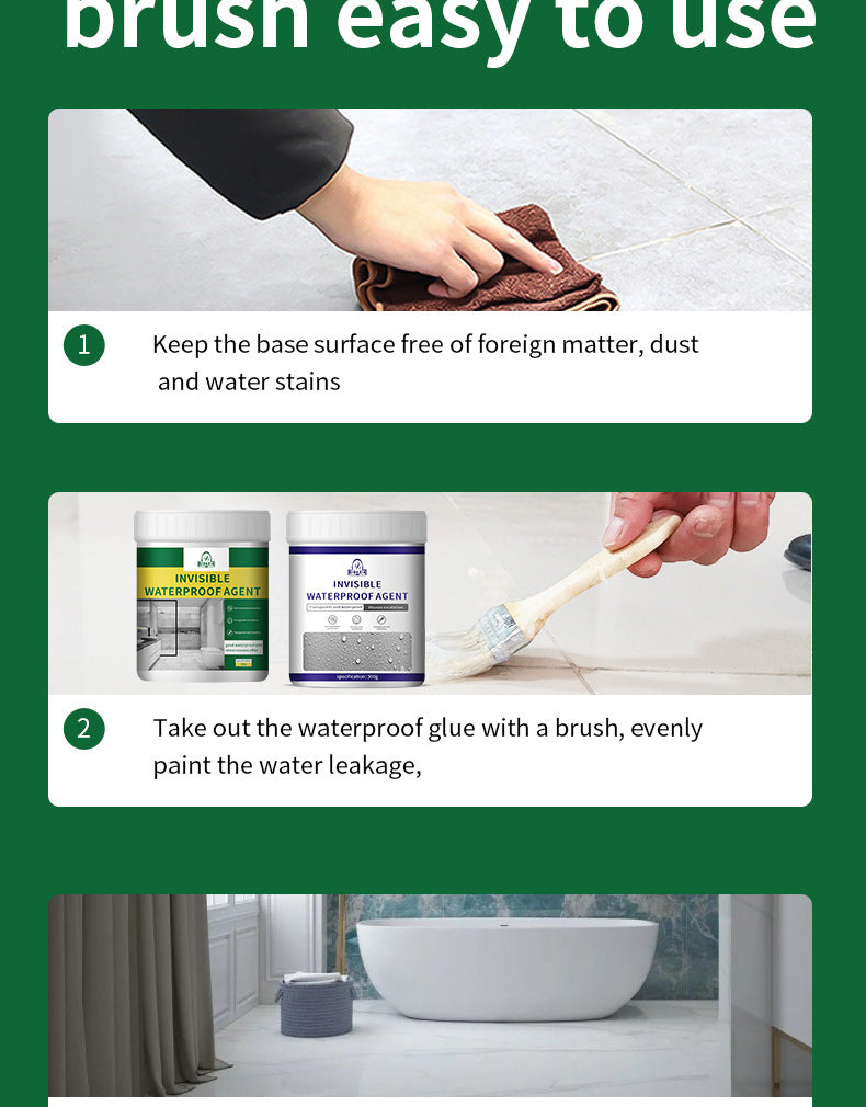 Transparent Waterproof Adhesive for Exterior Walls and Bathrooms, Leak Repair Adhesive, No Brick Smashing, Floor Waterproof Adhesive, Nano Coating