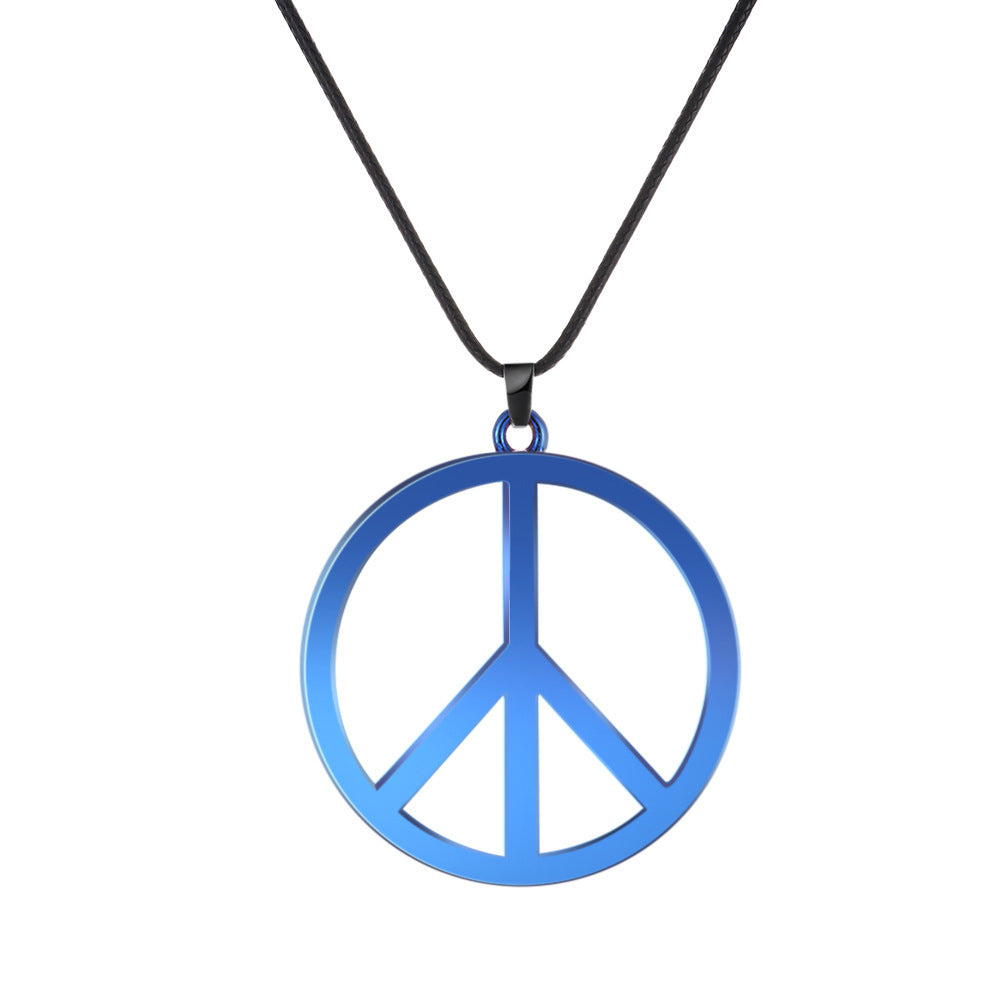 Women's Pendant Necklace with Peace Sign Sweater Chain Creative Round Retro Anti-War Peace Necklace