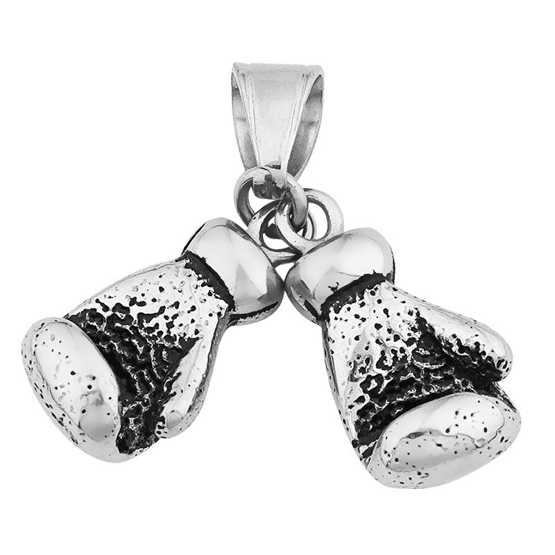 European and American Titanium Steel Boxing Gloves Pendant Personality Punk Retro Trendy Men's Boxer Stainless Steel Pendant Direct Supply from Manufacturer