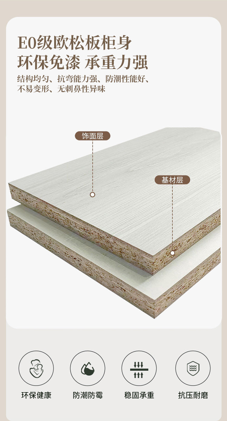 Cream Style Solid Wood Wardrobe Modern Simple Bedroom Storage Cabinet One Door to Ceiling Economical Small Apartment Home Large Wardrobe