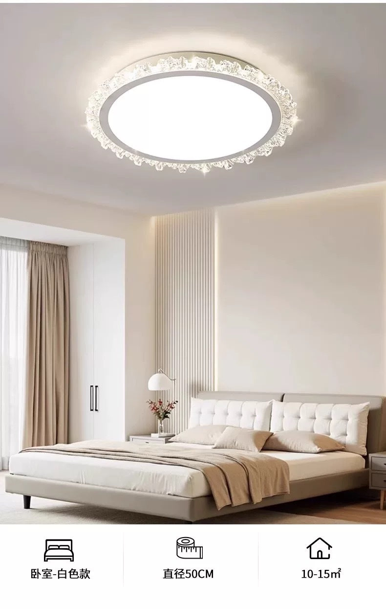Light Luxury Living Room Ceiling Lamp2025New Year's Crystal Lamp High-end Bedroom Main Lamp Round led Eye Protection Lighting