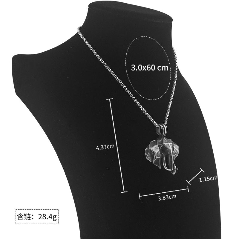 Titanium Steel Elephant Personality Necklace304Stainless Steel Jewelry316L Stainless Steel Distressed Craft Pendant Wholesale