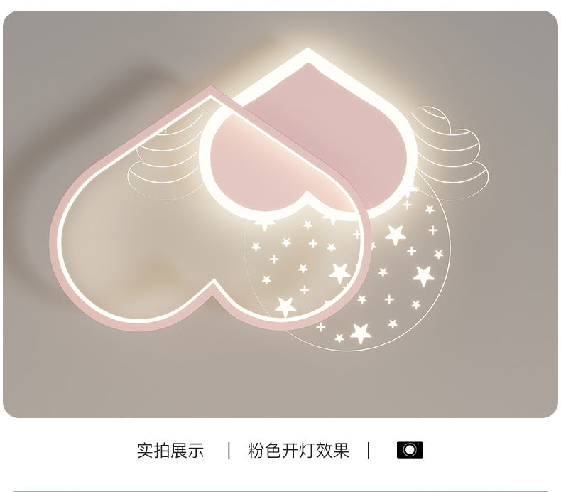 Cozy Eye Protection Bedroom Lamp led Simple Ceiling Light for Boys and Girls Princess Room Bedroom Creative Double Heart Lamp