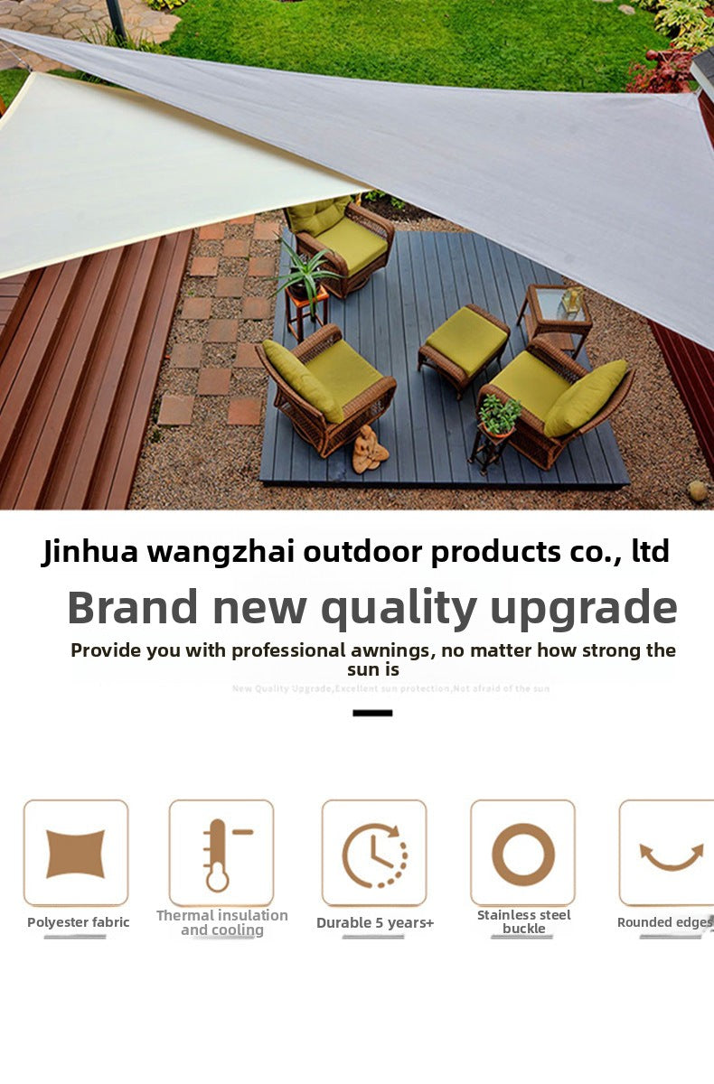 210D Courtyard Garden Rainproof Four-Corner Sunshade Sail Outdoor Sun Protection Balcony Waterproof Sunshade Sail Car Sunshade Awning