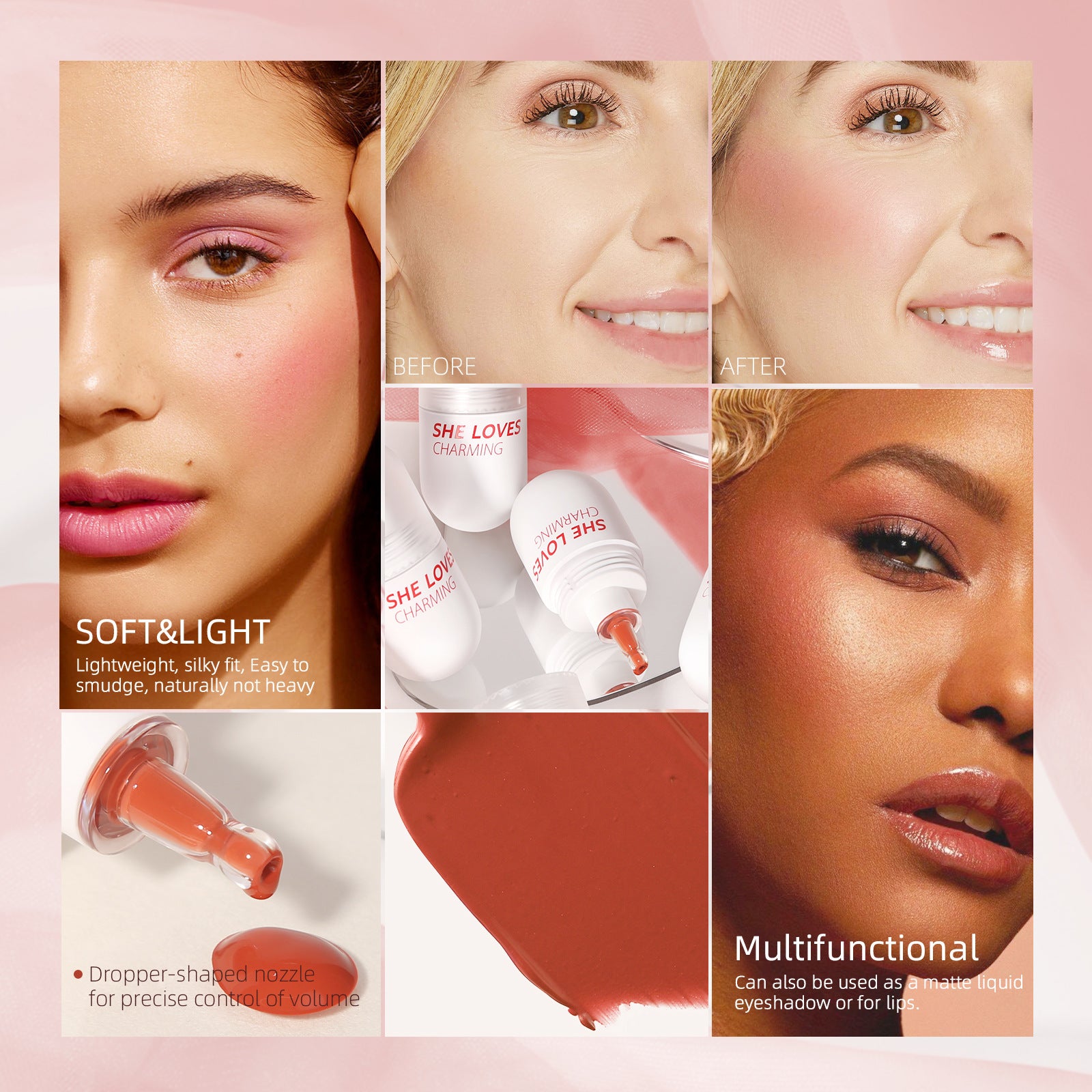 Exclusive Supply sheloves Liquid Blush Lip and Cheek Multi-use Expanding and Shrinking Color Sunburn Blush Liquid Wholesale