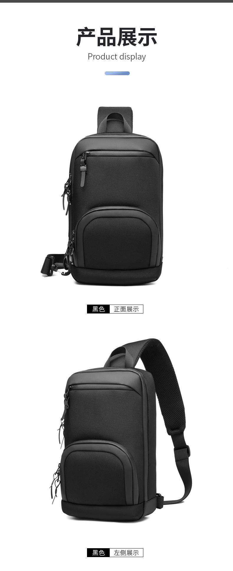 ozuko New Oxford Cloth Chest Bag Outdoor Men's Shoulder Bag Casual Waterproof Men's Bag Single Shoulder Crossbody Bag