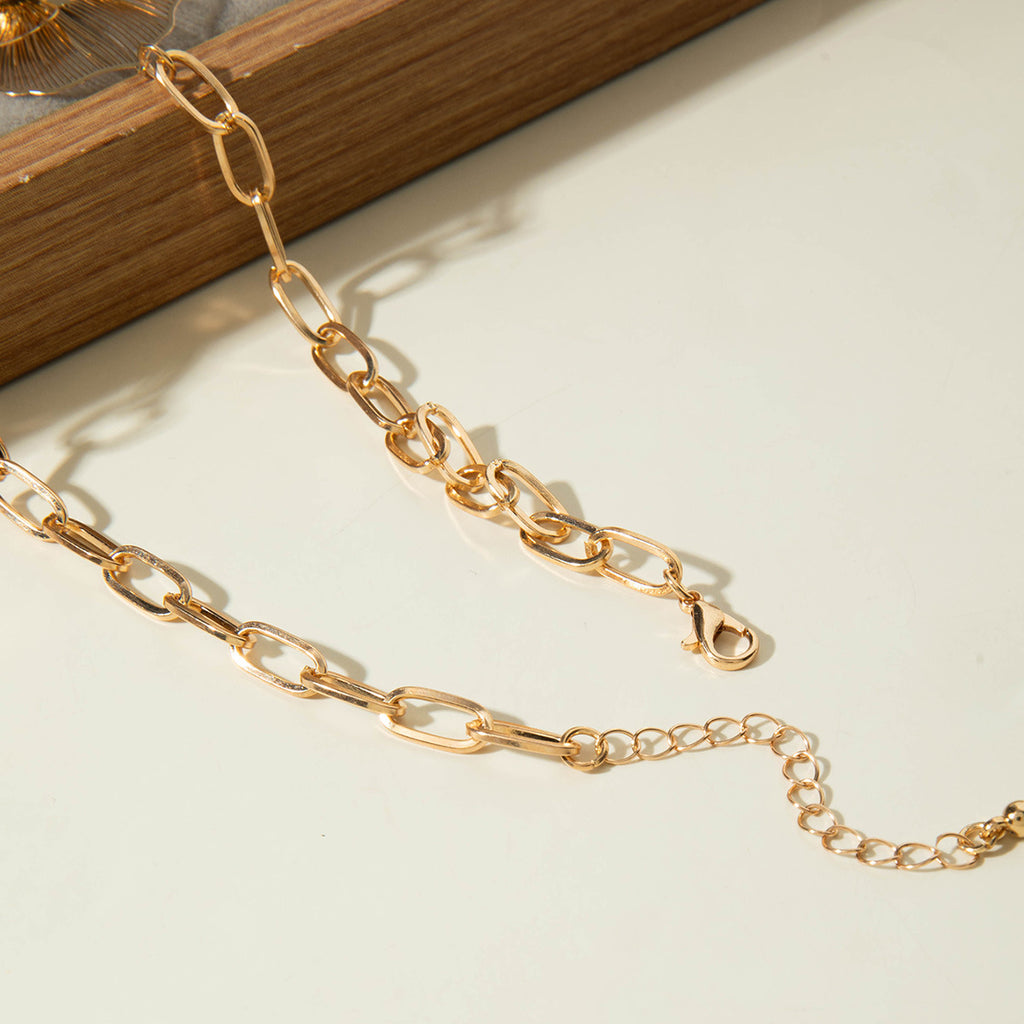 European and American Niche Ginkgo Leaf Tassel Necklace Design Sense Retro Pull-out Imitation Pearl Choker Jewelry choker