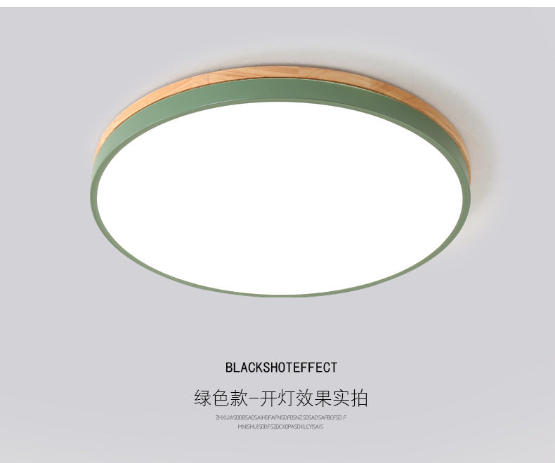 Nordic Solid Wood Macaron Ceiling Light led Round Iron Art Bedroom Lamp Living Room Lamp Home Decor