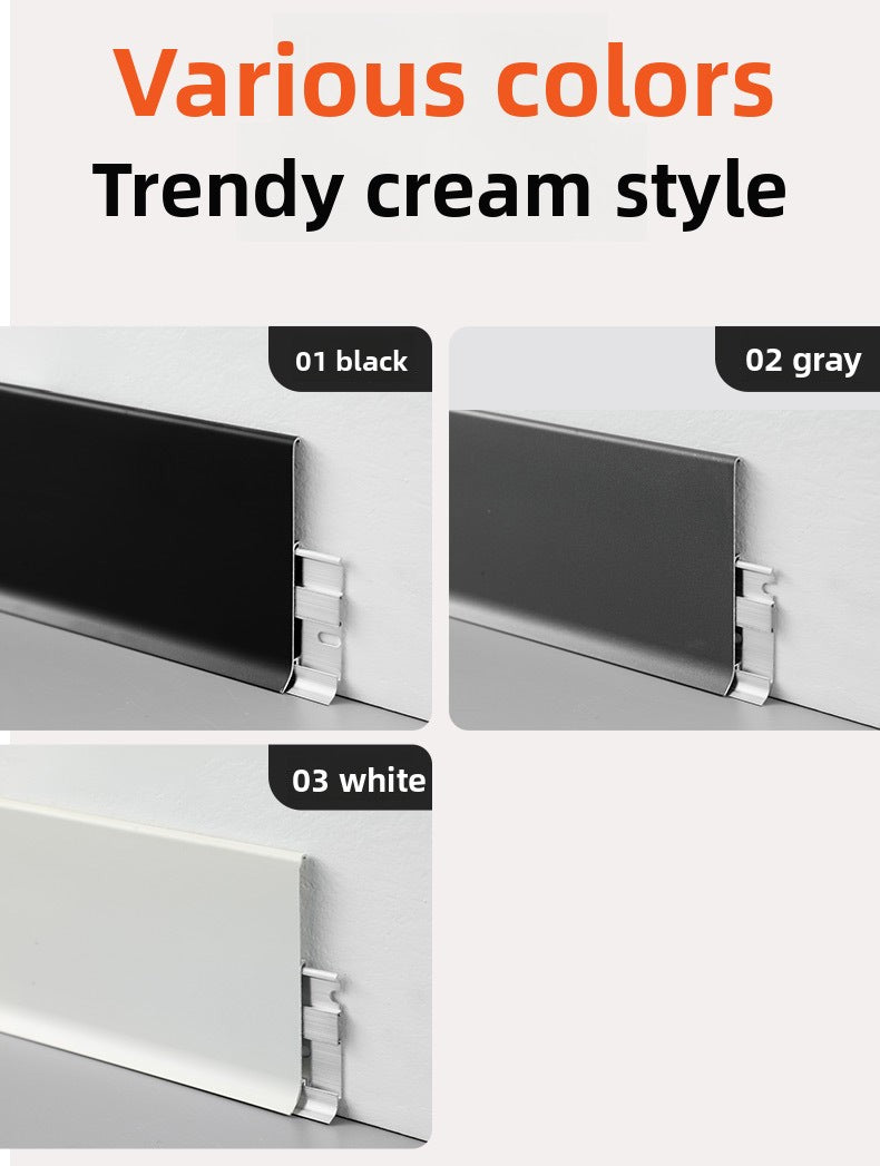 Aluminum Alloy10CM Thickened metal snap-on aluminum alloy skirting board, engineering-grade aluminum alloy skirting board