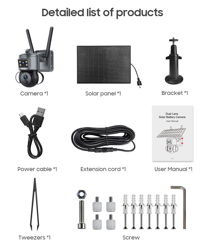 Private Model AOV Solar-powered Camera6MP HD Dual Lens Surveillance Camera UBOX Low Power Monitoring