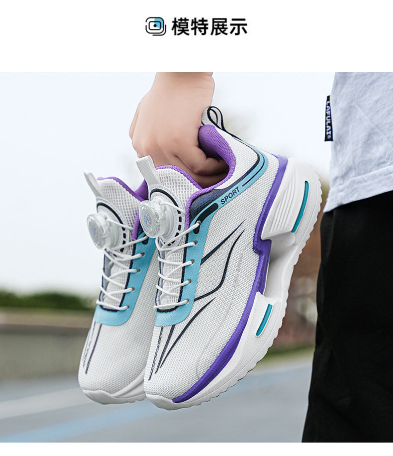 Summer Youth Breathable Mesh Rotating Button Sports Shoes Comfortable Soft Sole Men's Shoes Lightweight Non-Slip Children's Running Shoes