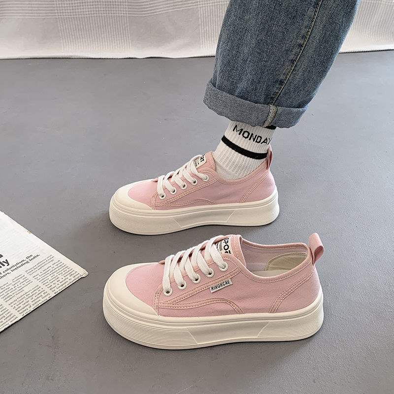 Women's Platform Canvas Shoes2025Summer New Breathable Versatile Casual Thin Height-Increasing White Sneakers
