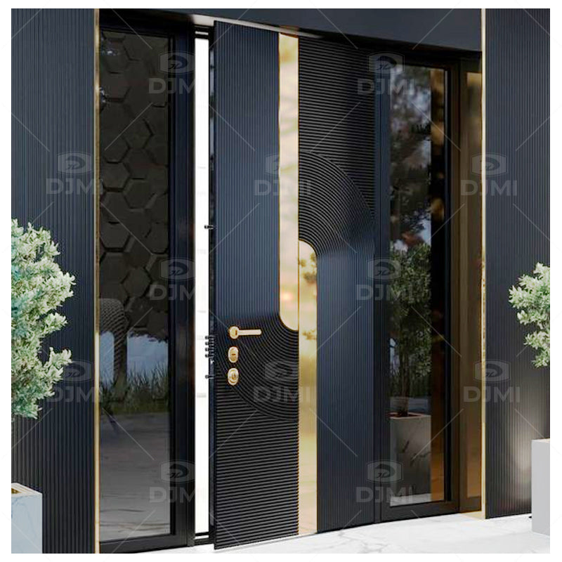 Luxury Villa Entrance Security Doors Aluminium Metal Front Exterior Doors Modern Stainless Steel Pivot Entry Doors