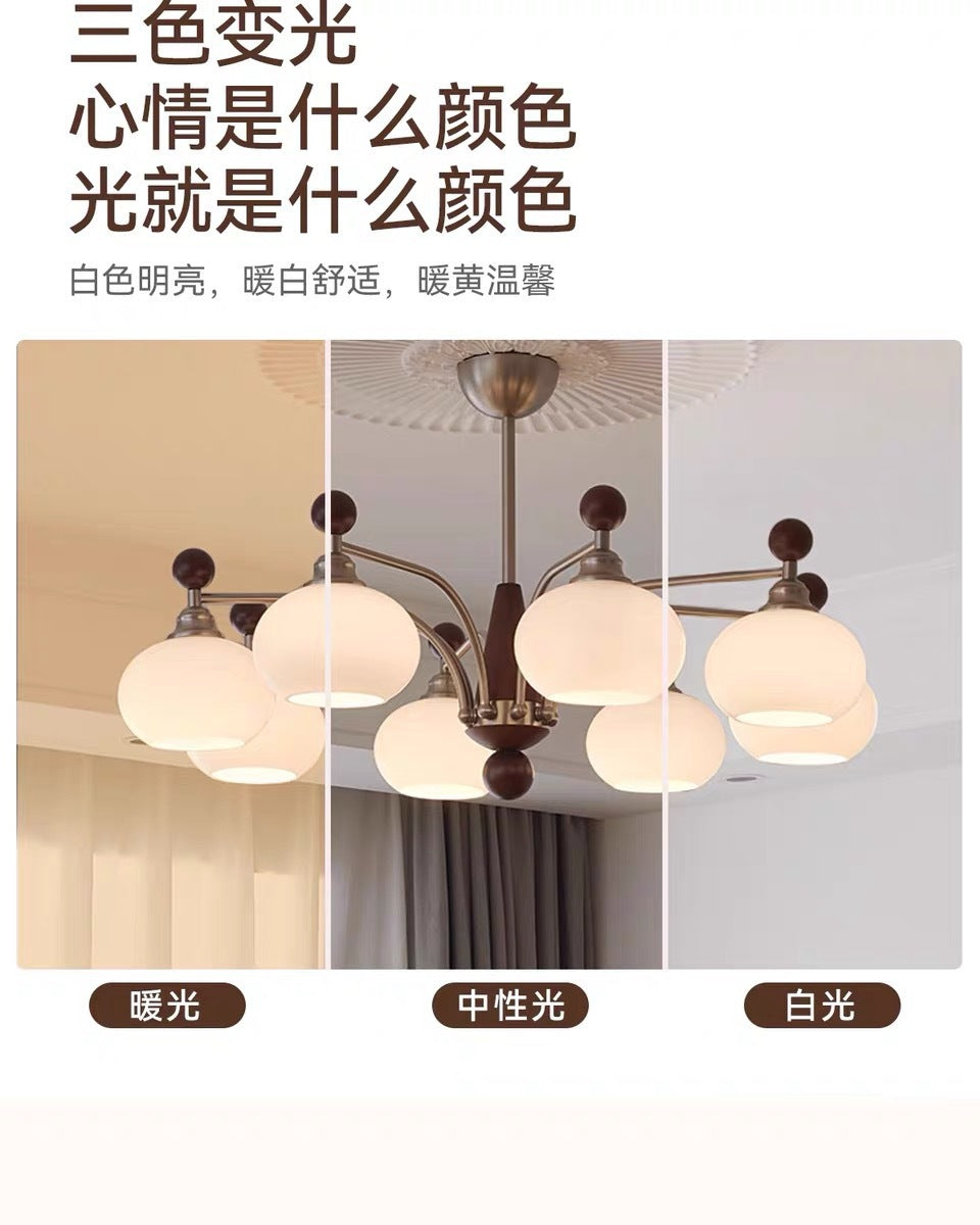 Vintage Retro Solid Wood Living Room Designer Persimmon Pendant Light Vintage French Cream Style Bedroom Living Room Dining Room Light
