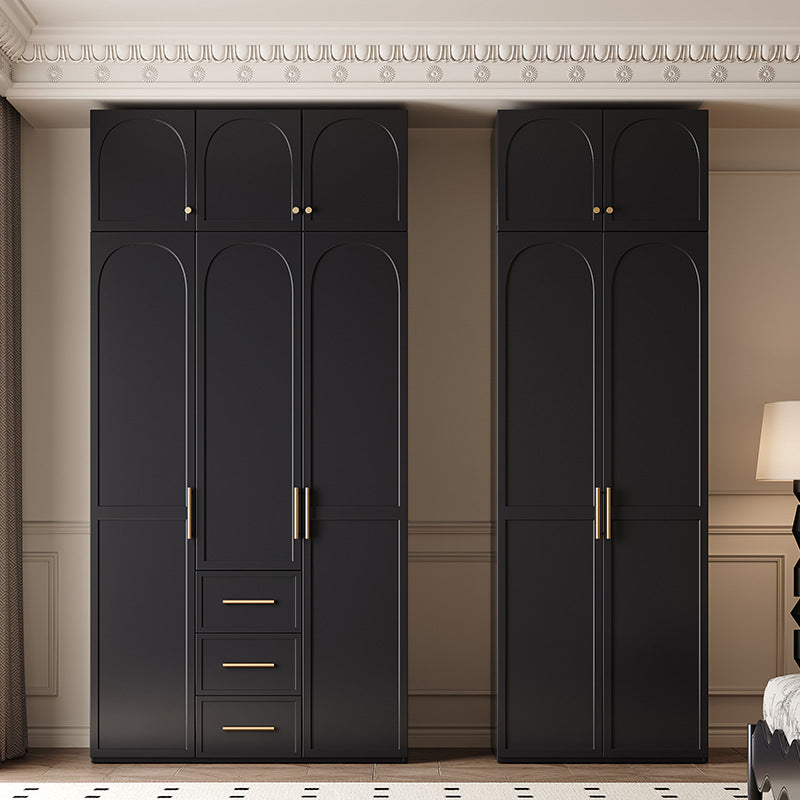 French Retro Style Black Wardrobe Modern Simple Small Apartment Light Luxury Internet Celebrity Closet Storage Cabinet Bedroom Economical Type