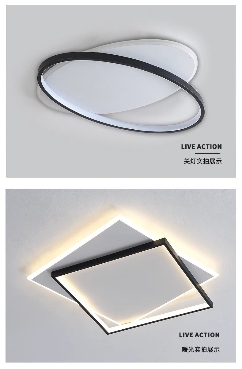 Rectangular Living Room Lamp LED Ceiling Lamp Art Bedroom Lamp Nordic Simple Modern Elegant Lighting Set