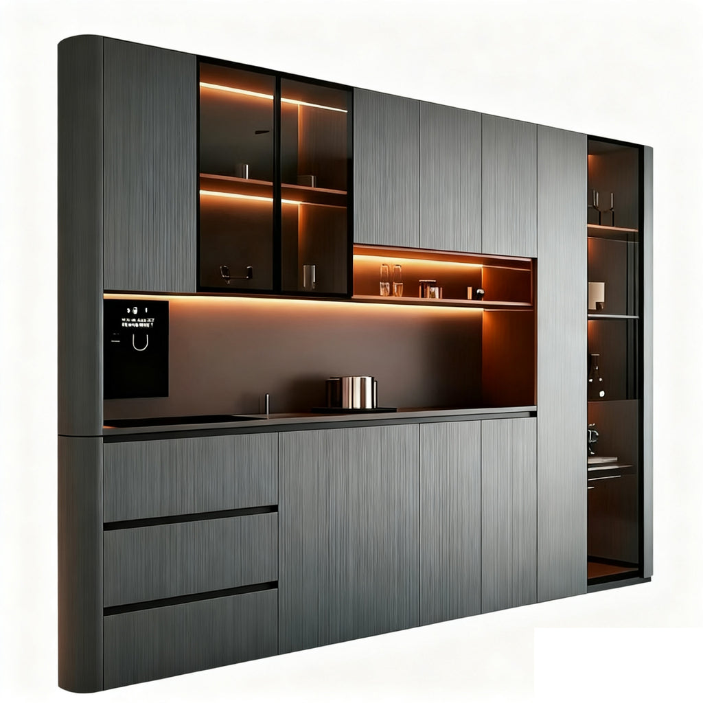 Full House Custom Honeycomb Aluminum Alloy Sideboard Storage Integrated Light Luxury Durable Home Living Room Furniture Overall Design