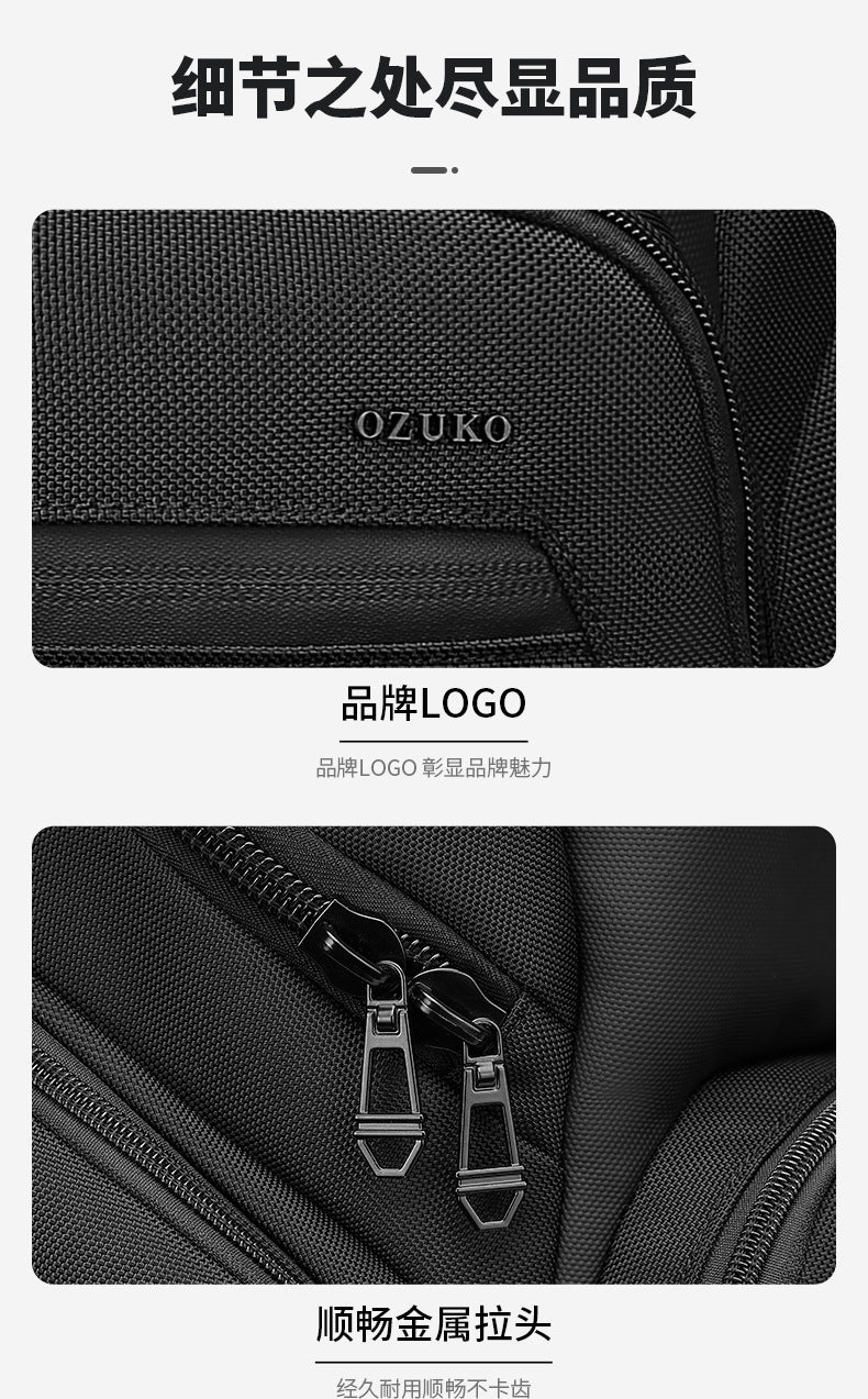 OZUKO Business Backpack Men's Computer Backpack Waterproof Large Capacity Commuting Simple High-end School Bag