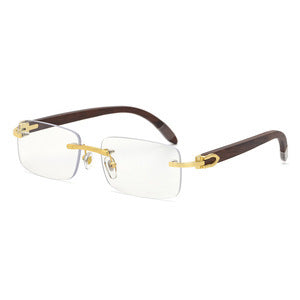 Fashion Sunglasses for Men Frameless Wooden Leg Slingshot Sunglasses Men Trendy Wooden Optical Frame sunglasses