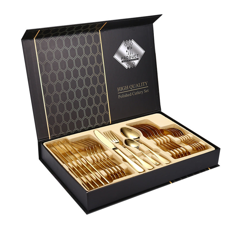 1010Stainless Steel Tableware Hotel Restaurant Knife Fork Spoon Set Western Steak Knife Fork24Set