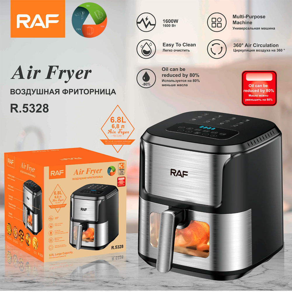 RAF European Standard Multifunctional Air Fryer Visual Household Fully Automatic Intelligent5L Large Capacity Electric Fryer