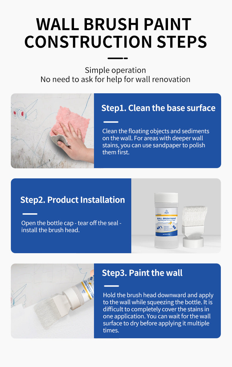 Interior Wall Paint White Wall Brush Paint Water-Based Odorless Latex Paint Wall Renovation Household Paint Wall Repair