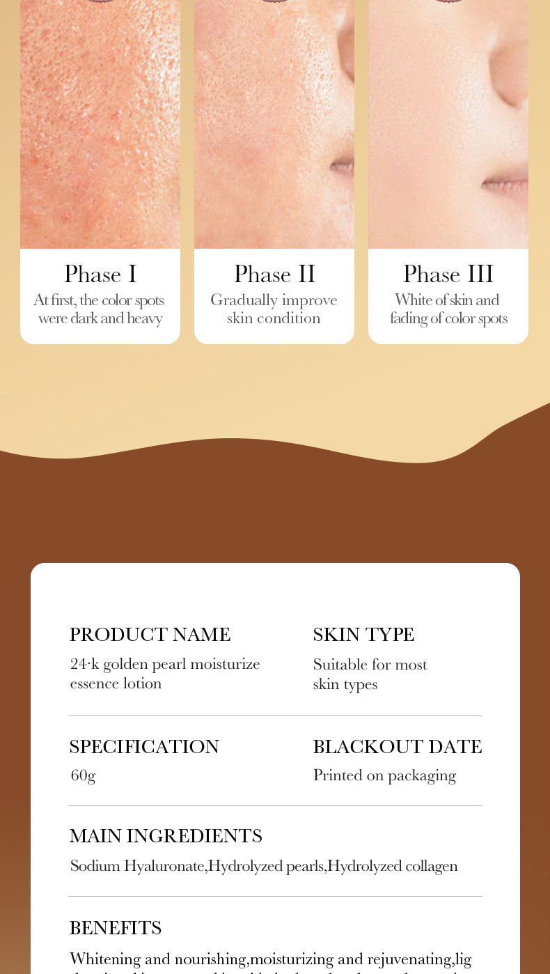 Full English24K Gold Collagen Pearl Essence Milk SADOER Moisturizing lotion  foreign trade wholesale