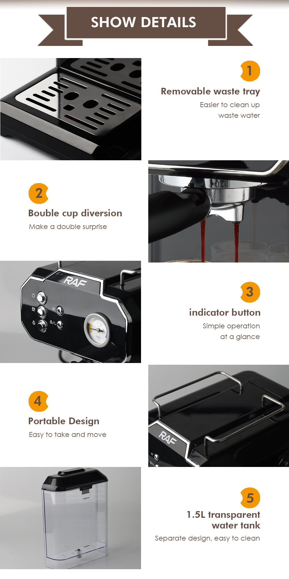 European Standard  Italian Coffee Machine for Home Use, Small Semi-Automatic High-Pressure Steam Milk Frother for Office R104