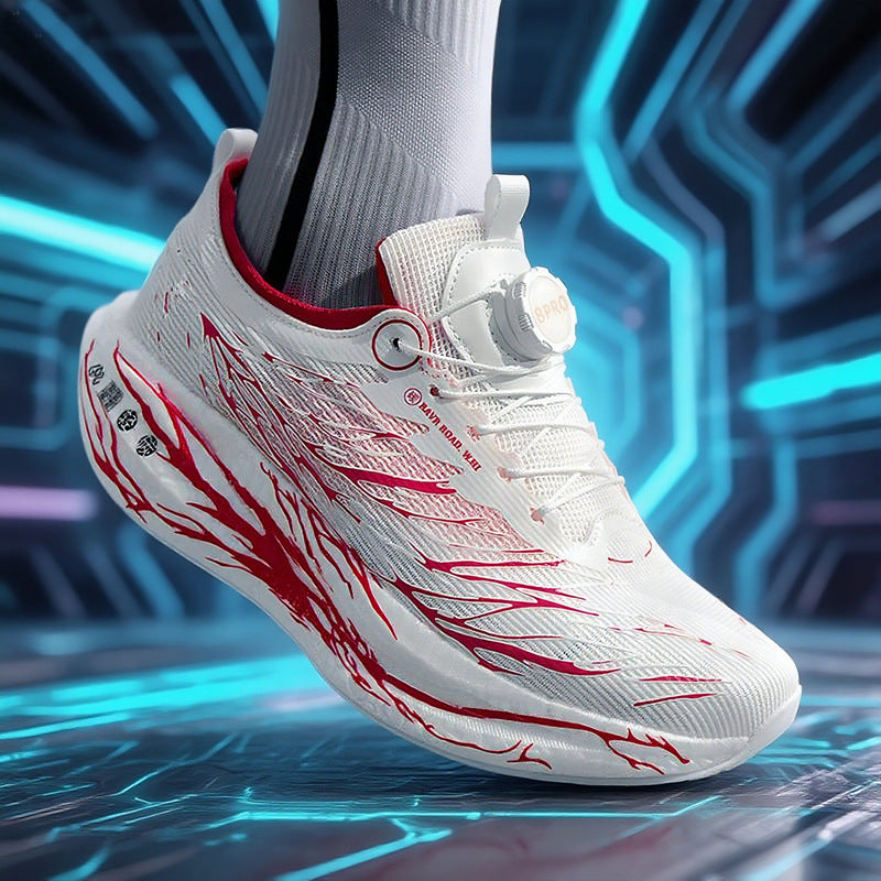 2025New Rotating Buckle Couple Fluorescent Trendy Fashion Running Shoes Real Explosive Carbon Plate Rebound Shock Absorption Sports Shoes