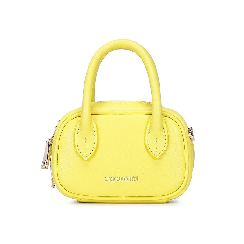 Korean Style Niche Pam Handbag for Women Fashionable Versatile Crossbody Bag Cowhide Handheld Lipstick Coin Purse Double Zipper