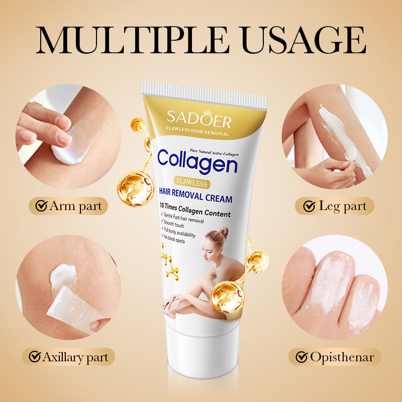 Full English Collagen Gentle Hair Removal Cream SADOER Skin-friendly Non-irritating Underarm Hair Removal Cream  Wholesale