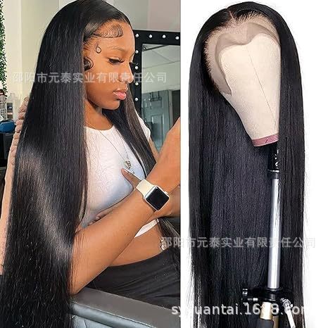 Cross-border European and American Wigs wigs Front Lace Wig13*4Large Lace Long Straight Hair Synthetic Hair Wig for Women Black