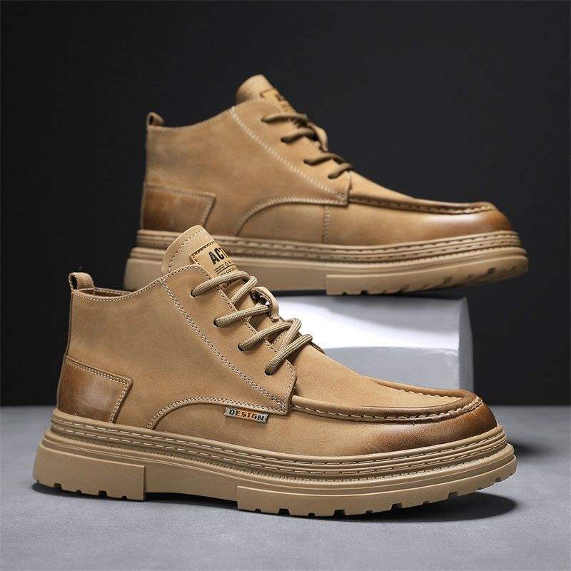 Men's Shoes Invisible Height Increase Martin Boots Men's Versatile Retro British Style Sports Casual Outdoor Work Trendy Boots