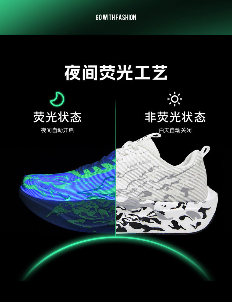 Autumn New Fashion Casual Double Mesh Thickened Sports Shoes with Real Carbon Plate High Elasticity Cushioning Marathon Lightweight Running Shoes