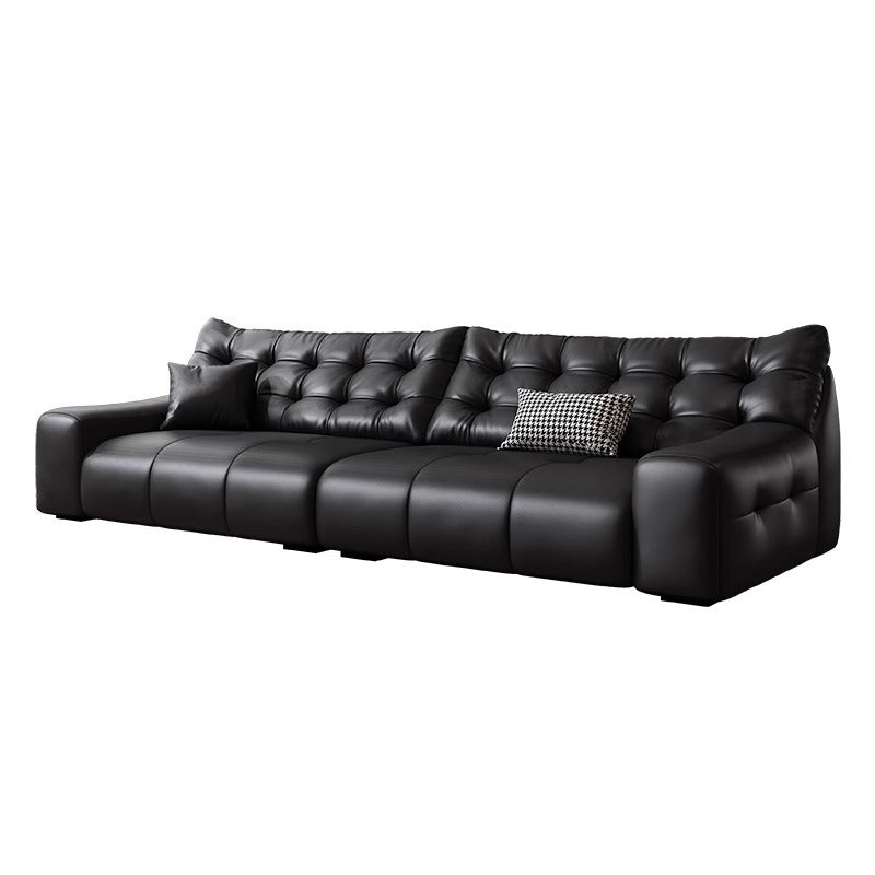 Italian Minimalist Big Black Bear Sofa Living Room Genuine Leather Sofa Top Layer Cowhide High Back Black Leather Art Sofa Shipping and tax not included