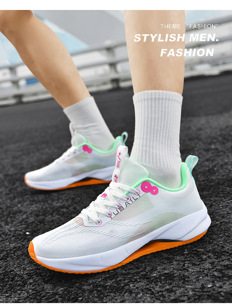 Summer Men's Fashion Breathable Sneakers Student Outdoor Trendy Lace-up Thick-soled Low-top Casual Running Shoes