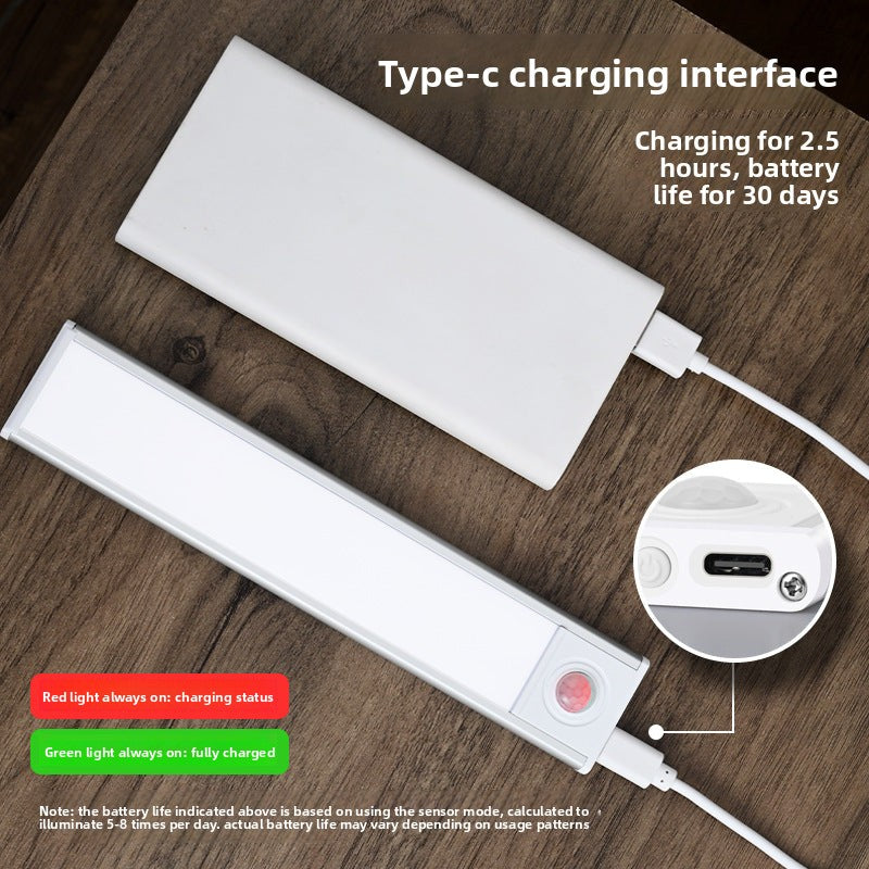 Ultra-Thin Smart led Infrared sensor lamp Rechargeable Long Strip Magnetic Self-Adhesive Wine Cabinet Wardrobe Cabinet Light Strip Light Tape