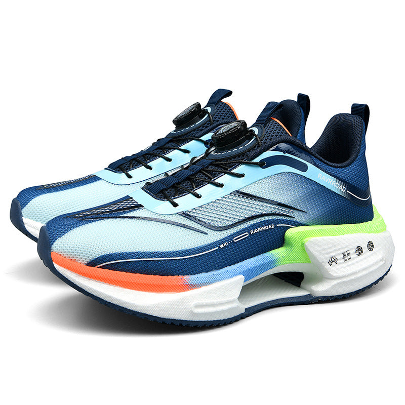 2025Men's and Women's Shock Absorption Breathable Non-Slip Sports Shoes Hollow Popcorn Carbon Plate Soft Sole Running Shoes Breathable Shock Absorption