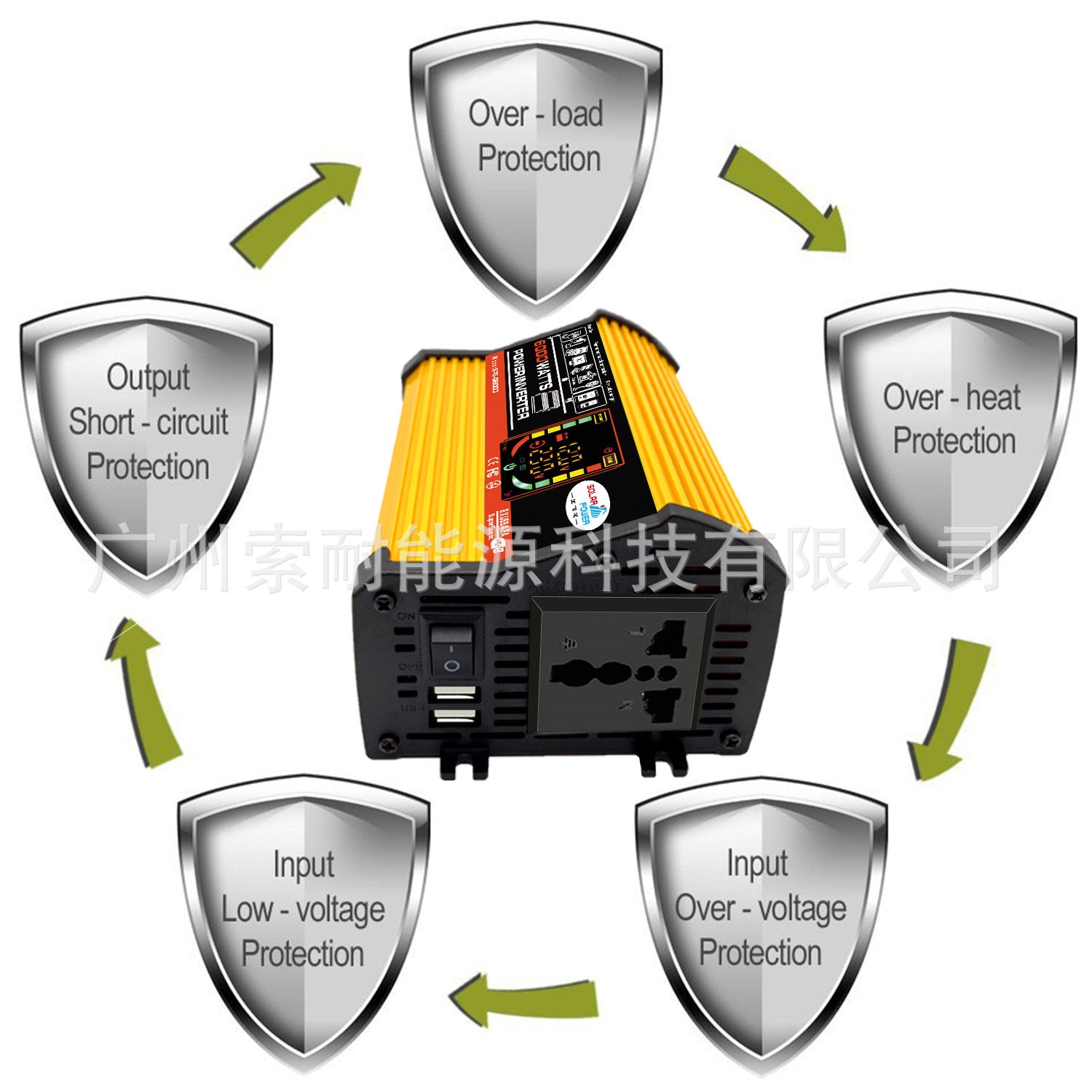 Vehicle Inverter500W 12V Turn110V/220V Intelligent Digital Display Double USB inverter Export