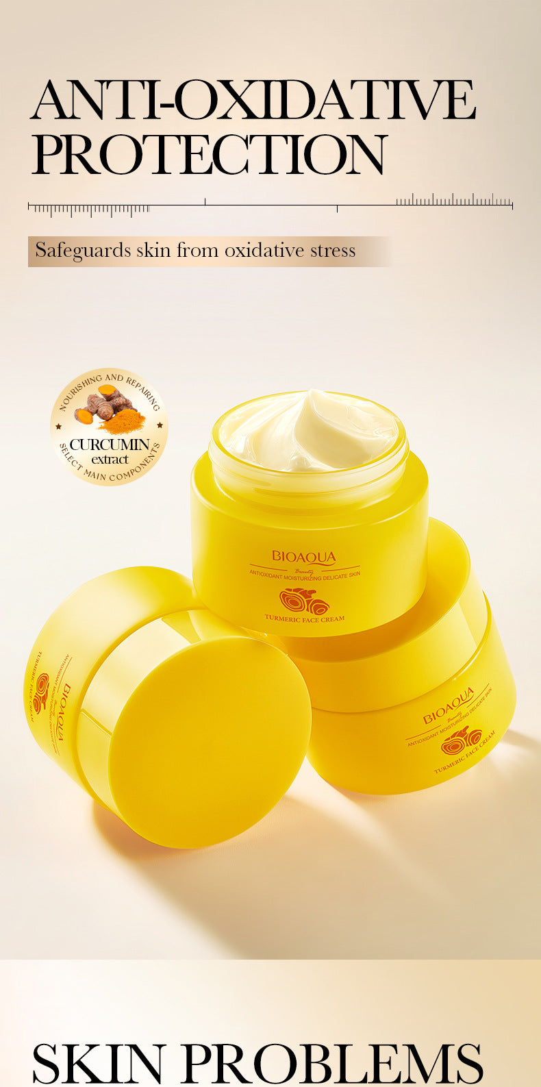 Turmeric Antioxidant Moisturizing Cream BIOAOUA Moisturizing and rejuvenating face cream cross-border wholesale