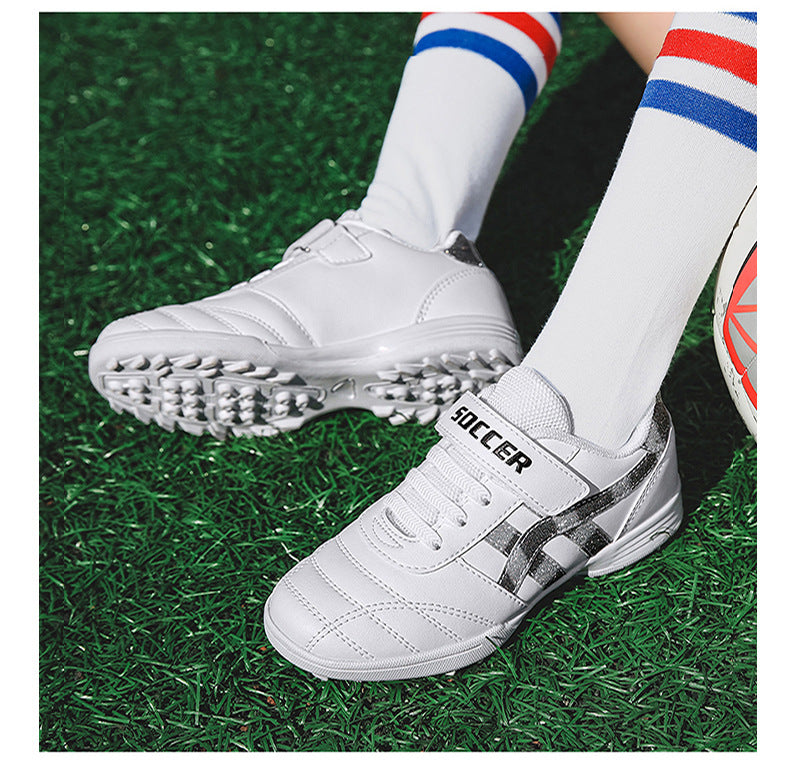 New football shoes for men and women with Velcro for children TF Broken Nail Style Youth Student Grassland Flat Training Shoes