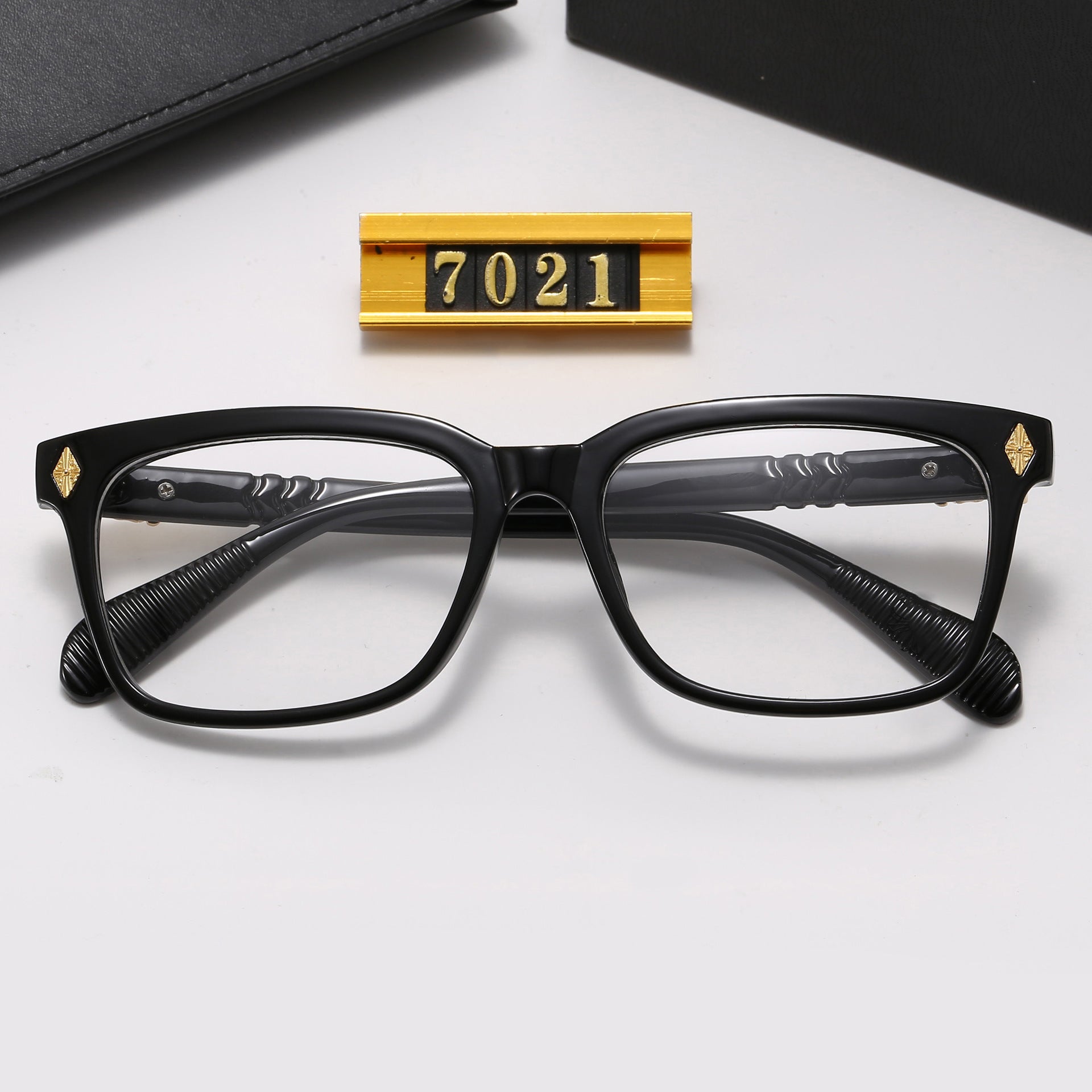 New Fashion Trend Square Frame Anti-Blue Light Non-Prescription Glasses Retro Large Frame Unisex Eyeglasses Prescription Frames7021
