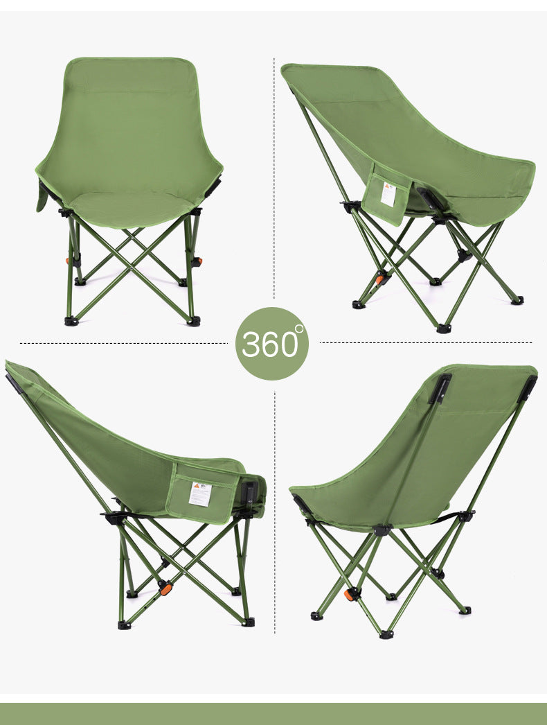 Three-Position Adjustable Moon Chair Reclining Heightened Backrest Outdoor Folding Camping Portable Multi-Functional Chair Camping Chair
